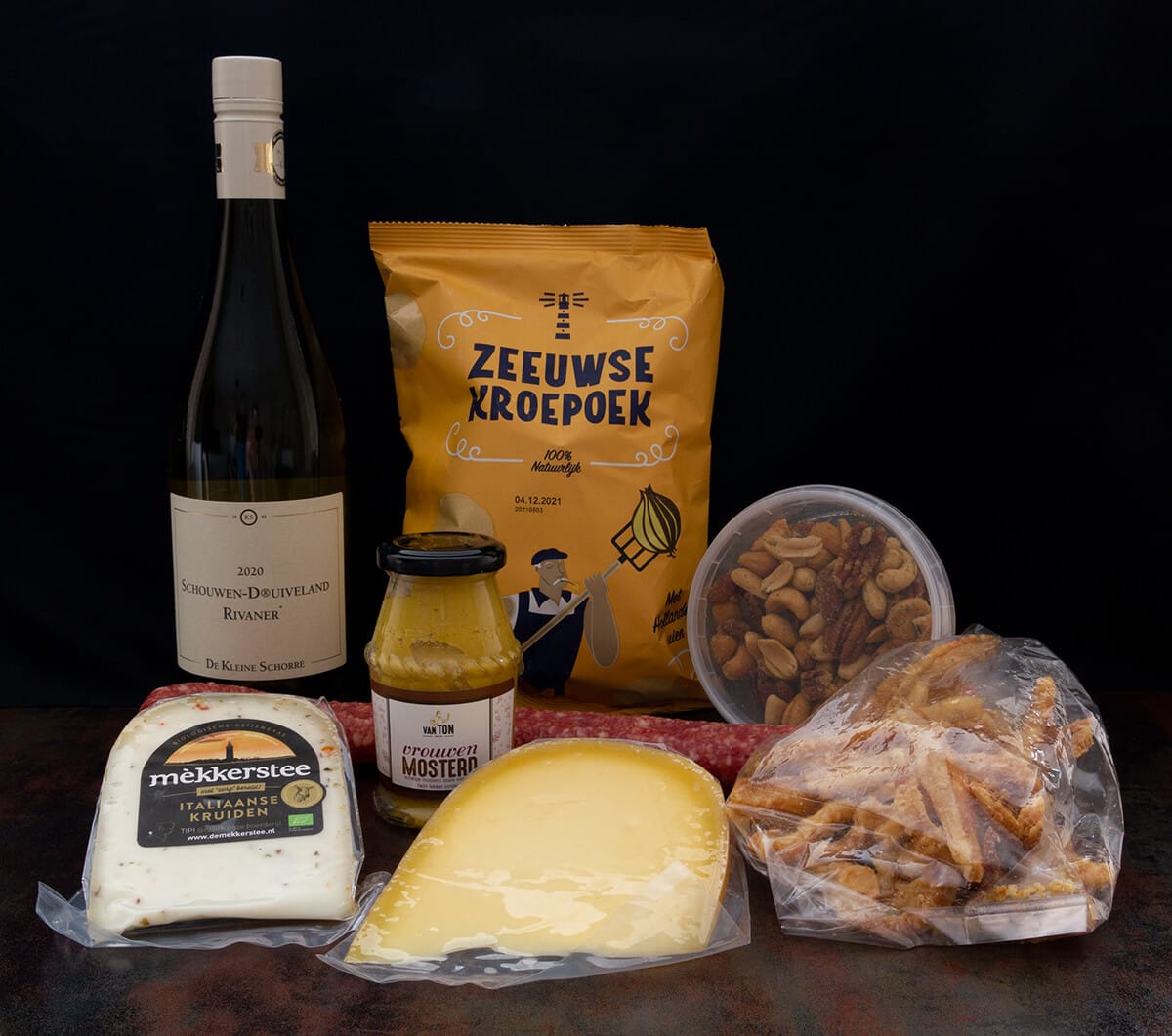 Luxe zeeuws borreldoosje met Zeeuwse wijn van de Schorre - Zeeuws Doosje